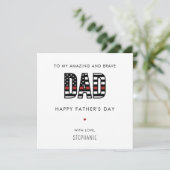 オーダーメイド 消防士パパ 父の日 薄い赤いライン カード (スタンド正面)