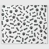 オーダーメイド 犬の足跡 骨とワンちゃん ラッピングペーパー (フラット)