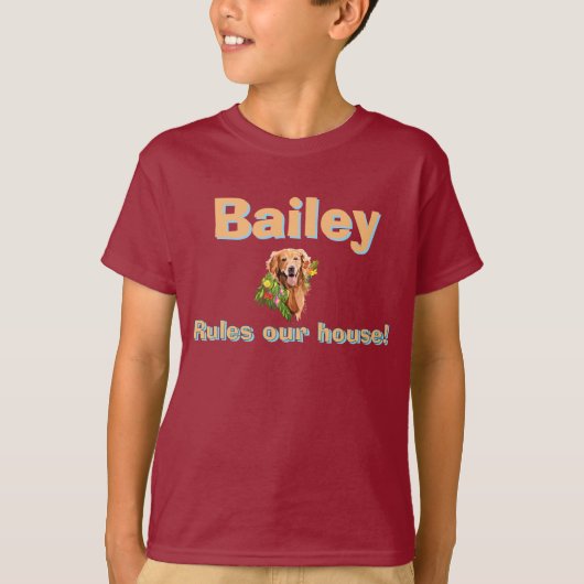 オーダーメイド 犬 名前+写真 Tシャツ (正面)