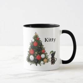 オーダーメイド 猫とクリスマスツリー コーヒーマグ マグカップ