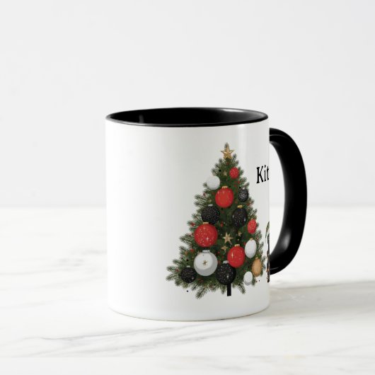 オーダーメイド 猫とクリスマスツリー コーヒーマグ マグカップ (正面右)