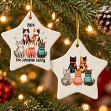 オーダーメイド 猫ファミリー クリスマス オーナメント