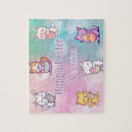 オーダーメイド 猫 イースターおめでとう ジグソーパズル