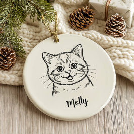 オーダーメイド 猫 クリスマス セラミックオーナメント