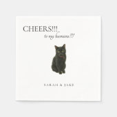 オーダーメイド 猫 ブラックテキスト 結婚式用 ナプキン スタンダードカクテルナプキン (正面)