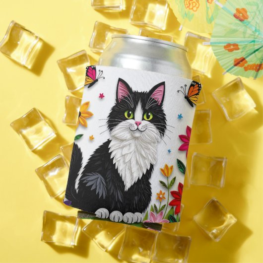 オーダーメイド 猫、花、蝶々 缶クーラー (インサイチュ 夏)