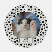 オーダーメイド 猫+足跡 ペット写真 ガラスオーナメント (裏面)