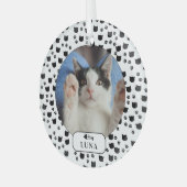 オーダーメイド 猫+足跡 ペット写真 ガラスオーナメント (正面左)