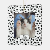 オーダーメイド 猫+足跡 ペット写真 セラミックオーナメント (左)