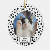オーダーメイド 猫+足跡 ペット写真 セラミックオーナメント (左)