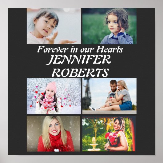 オーダーメイド 現代の葬儀 6 枚の写真 コラージュ ポスター (正面)