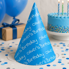 オーダーメイド 男の子の名前 誕生日 青 パーティーハット