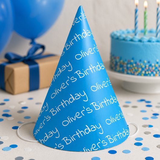 オーダーメイド 男の子の名前 誕生日 青 パーティーハット