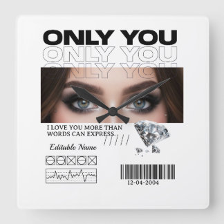 オーダーメイド 画像 & テキスト | パーソナライズド スクエア壁時計