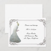 オーダーメイド 白い孔雀 結婚式の受付カード 招待状 (正面/裏面)