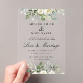 オーダーメイド 白い花のエレガントな結婚式  アクリル招待状 (インサイチュ (ポータブル))