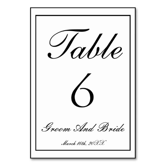 オーダーメイド 白黒 結婚式 テーブルナンバー (正面)