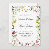 オーダーメイド 白 多色 ミードウ フラワーズ ウェディング 招待状 (正面/裏面)