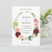 オーダーメイド 白 赤 ロマンチック ローズ wreath 結婚式 招待状 (スタンド正面)