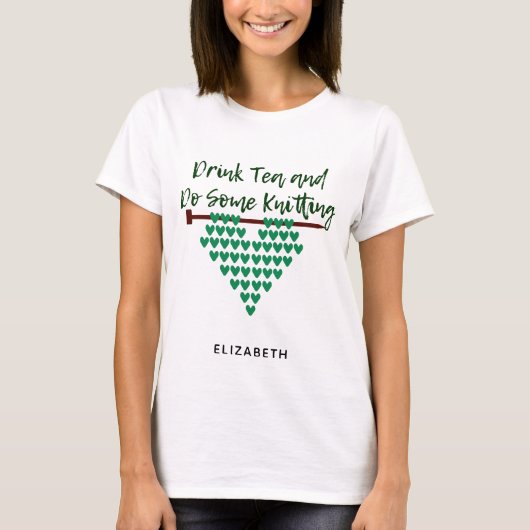 オーダーメイド 紅茶を飲んで編み物をする Tシャツ (正面)