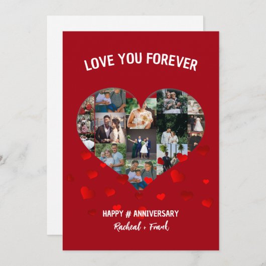 オーダーメイド 結婚記念日 ハート フォト コラージュ シーズンカード (正面/裏面)