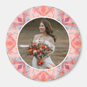 オーダーメイド 結婚記念日 ピンク ピーチ 星 写真 マグネット