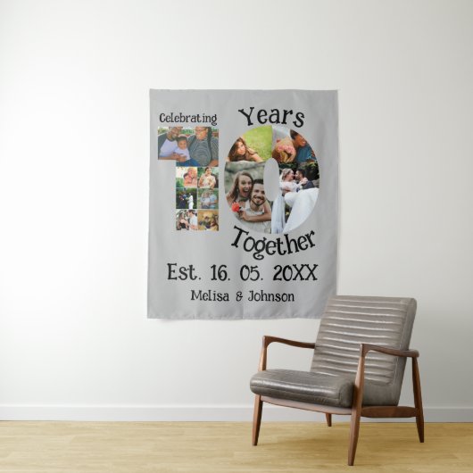 オーダーメイド 結婚10周年 11枚 フォトコラージュ タペストリー (インサイチュ)