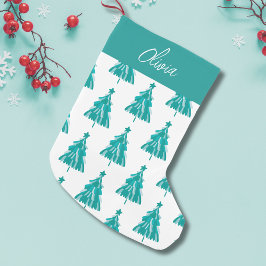 オーダーメイド 緑の冬の森 クリスマスツリー スモールクリスマスストッキング