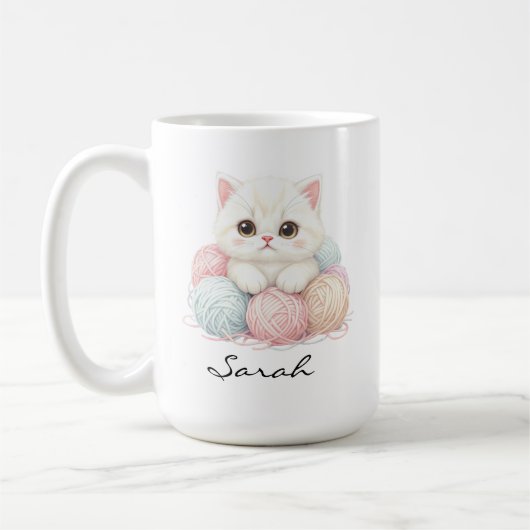 オーダーメイド 編み物 子猫 コーヒーマグ コーヒーマグカップ (左)