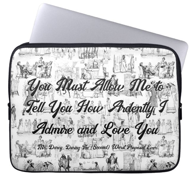 オーダーメイド 自由文言 Pride and Prejudice ardently 引用 ラップトップスリーブ (正面)