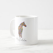 オーダーメイド 花柄 馬 シルエット コーヒーマグカップ (正面左)