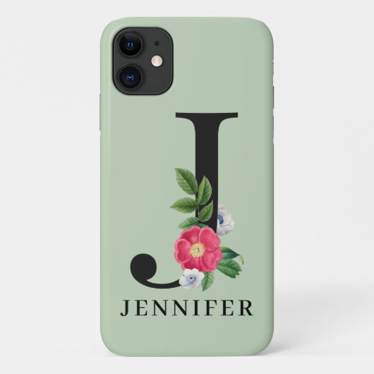 オーダーメイド 花 アルファベット J モノグラム Case-Mate iPhoneケース (裏面)