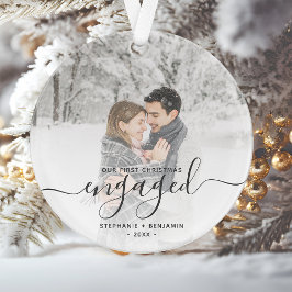 オーダーメイド 記念写真 グレー フォント 結婚指輪をもらって初めてのクリスマス オーナメント