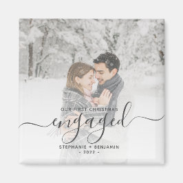 オーダーメイド 記念写真 グレー フォント 結婚指輪をもらって初めてのクリスマス マグネット