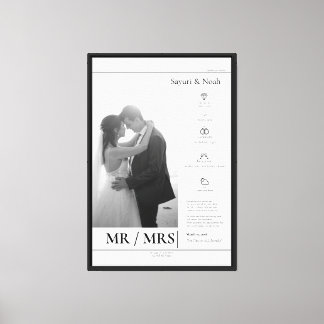オーダーメイド 記念日 家族 結婚 黒 白 キャンバスプリント