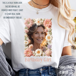 オーダーメイド 誕生日 フラワー フォトフレームTシャツ Tシャツ