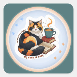 オーダーメイド 読書 三毛猫 スクエアステッカー スクエアシール