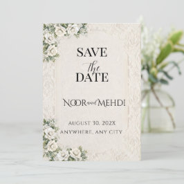 オーダーメイド 象牙色の花のイスラム結婚式 セーブザデート