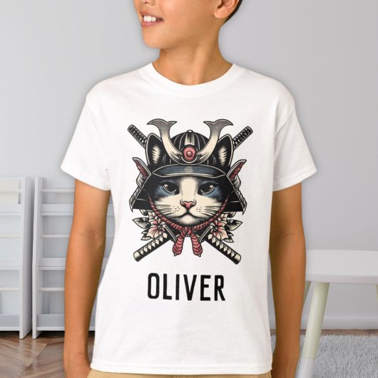 オーダーメイド 賢い侍戦士猫 Tシャツ