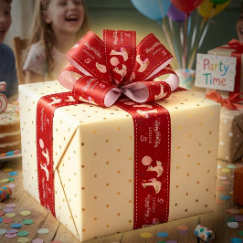 オーダーメイド 赤いガチョウ ピンクの誕生日 名前と年齢 サテンリボン