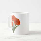 オーダーメイド 赤い花のデザイン コーヒーマグカップ (正面左)