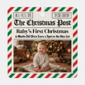 オーダーメイド 赤ちゃんの初めてのクリスマス新聞 メタルオーナメント (裏面)