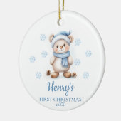 オーダーメイド 赤ちゃんの初めてのクリスマス ベア キューブ セラミックオーナメント (左)
