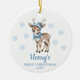 オーダーメイド 赤ちゃん鹿 バースデイ クリスマス セラミックオーナメント