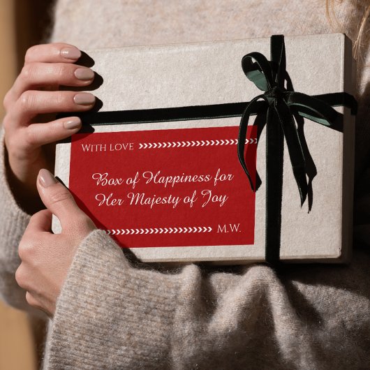 オーダーメイド 赤と白のエレガントな長方形ステッカー 長方形シール