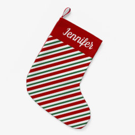 オーダーメイド 赤と緑のストライプ スモールクリスマスストッキング