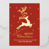 オーダーメイド 赤と金箔のトナカイ クリスマスカード 箔シーズンカード (正面)
