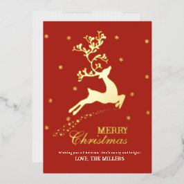 オーダーメイド 赤と金箔のトナカイ クリスマスカード 箔シーズンカード