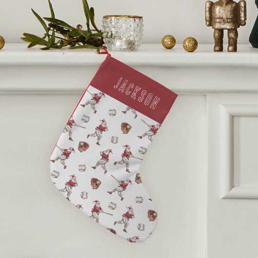 オーダーメイド 野球サンタクロース スモールクリスマスストッキング