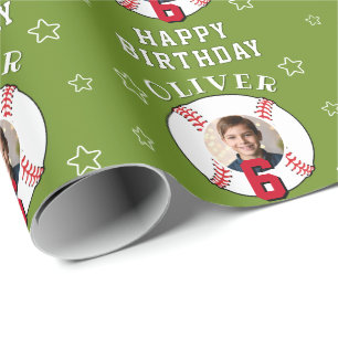 オーダーメイド 野球ボール 誕生日 写真 ラッピングペーパー